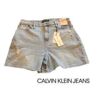 CALVIN KLEIN JEANS High Rise Distressed Shorts